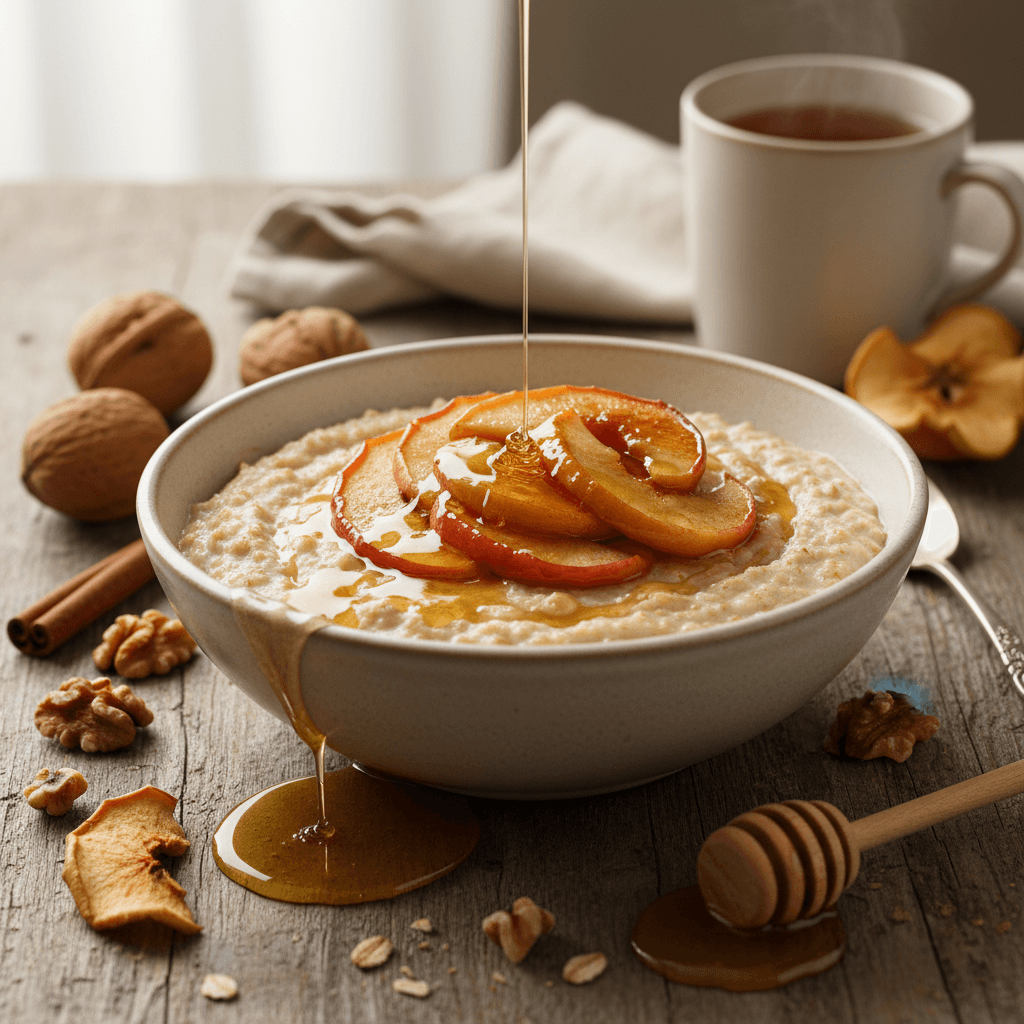 Porridge gourmand aux pommes et miel