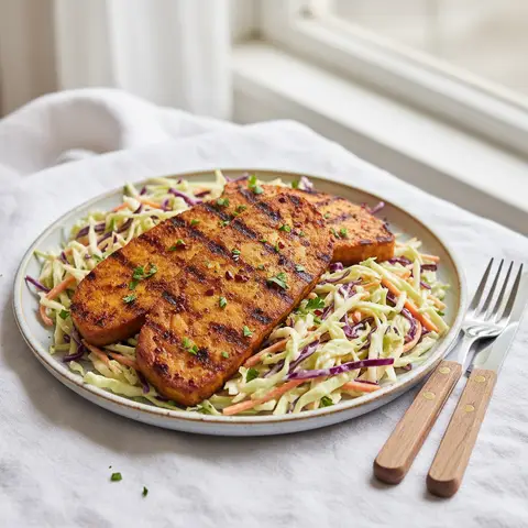 Tempeh grillé aux épices cajun et salade de chou