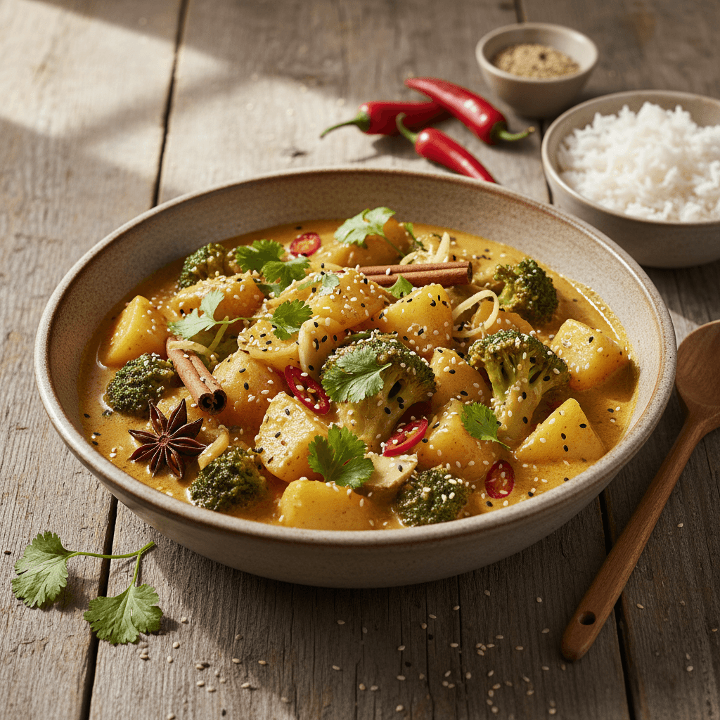 Asian Curry with Potatoes and Broccoli