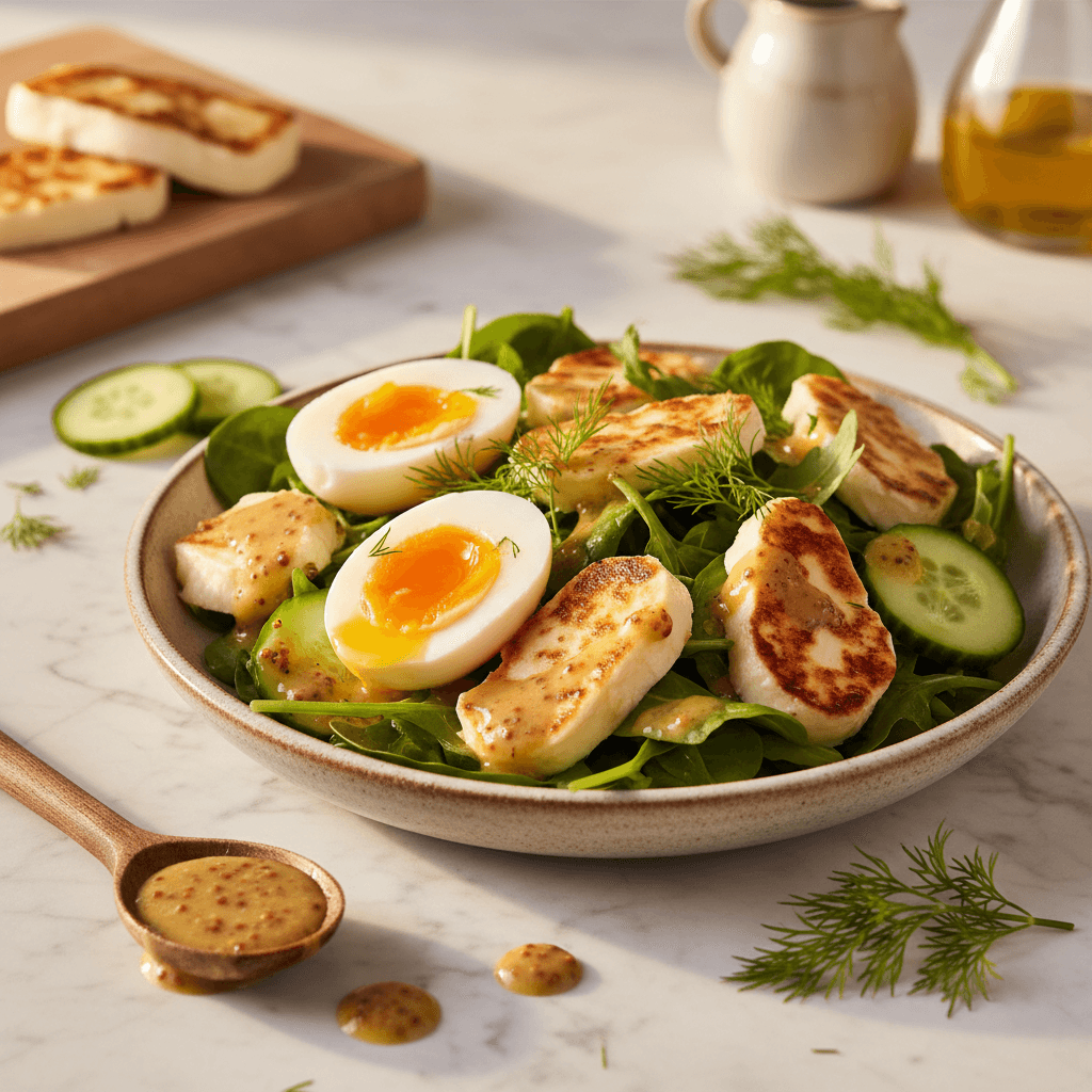 Salade nordique aux œufs et mozzarella fumée