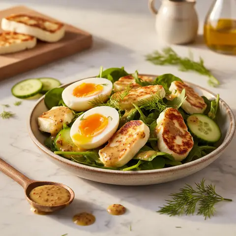 Salade nordique aux œufs et mozzarella fumée