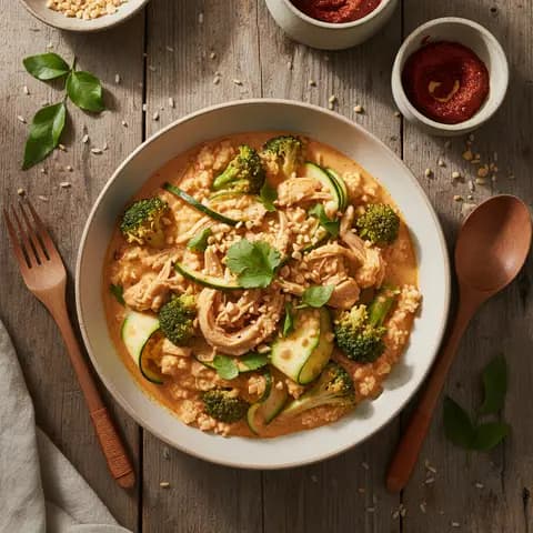 Bowl thaï au poulet, lait de coco et brocoli