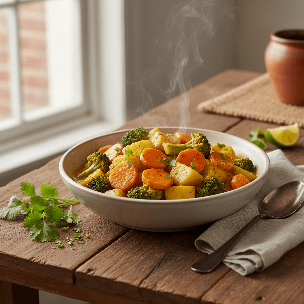 Broccoli and Carrot Curry with Potatoes