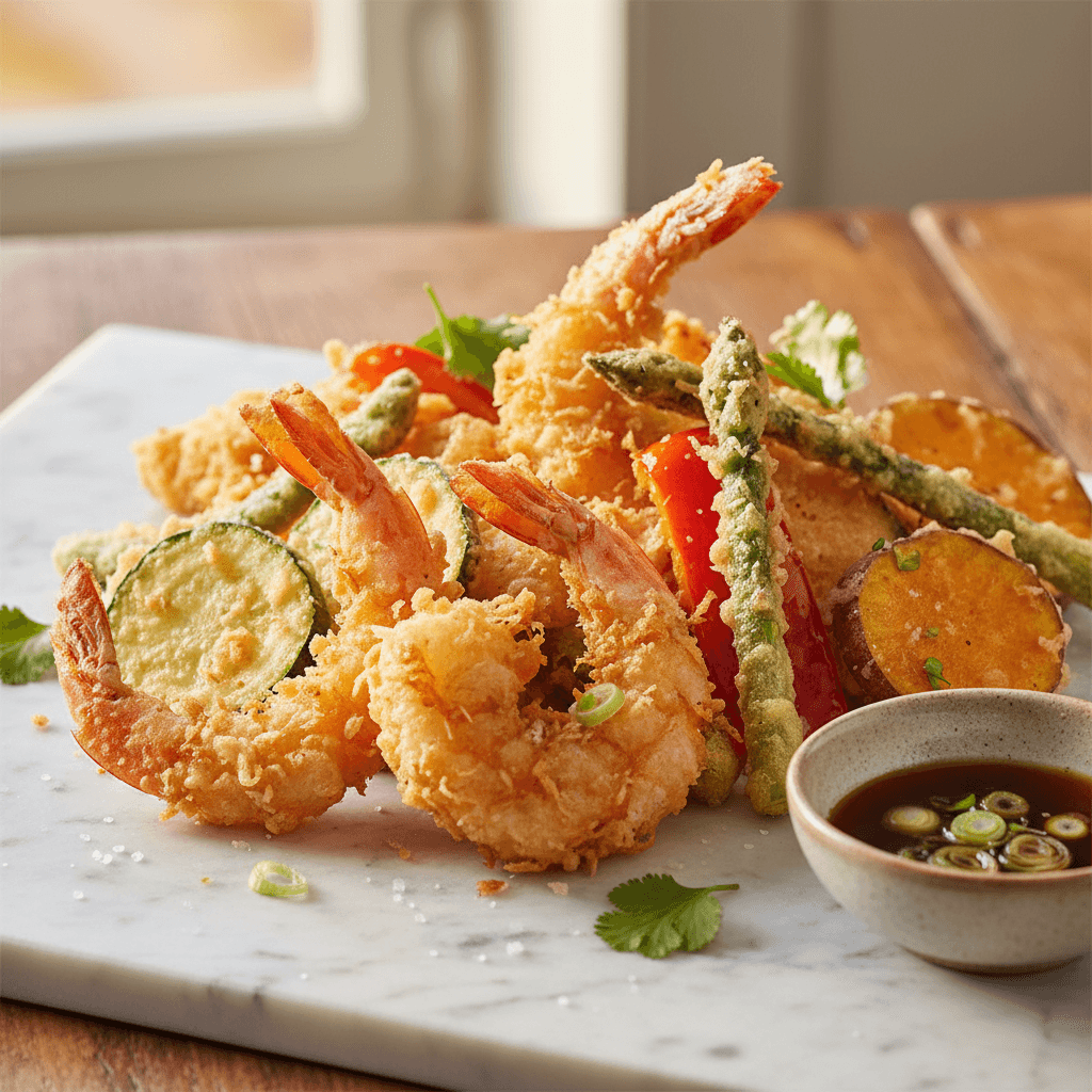 Tempura de Crevettes et Légumes