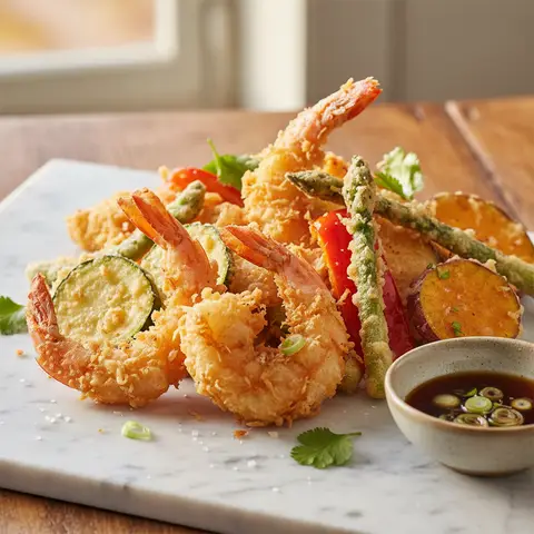 Tempura de Crevettes et Légumes