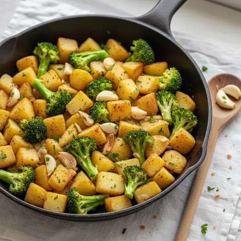 Poêlée de Pommes de Terre et Brocoli à l'Ail