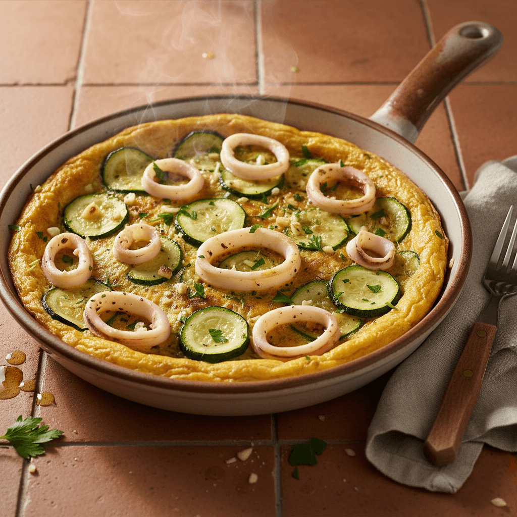 Frittata aux calamars et courgettes