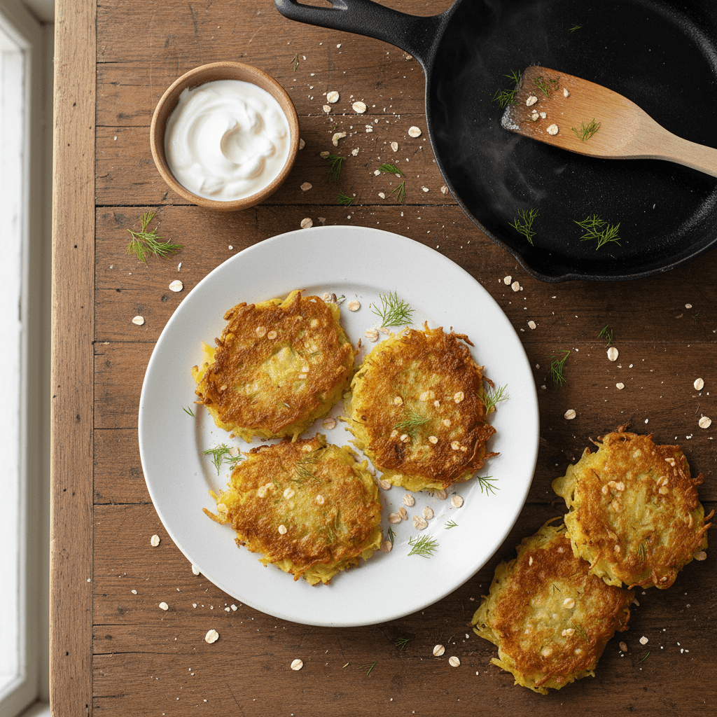 Kartoffel- und Fenchelfladen mit Haferflocken