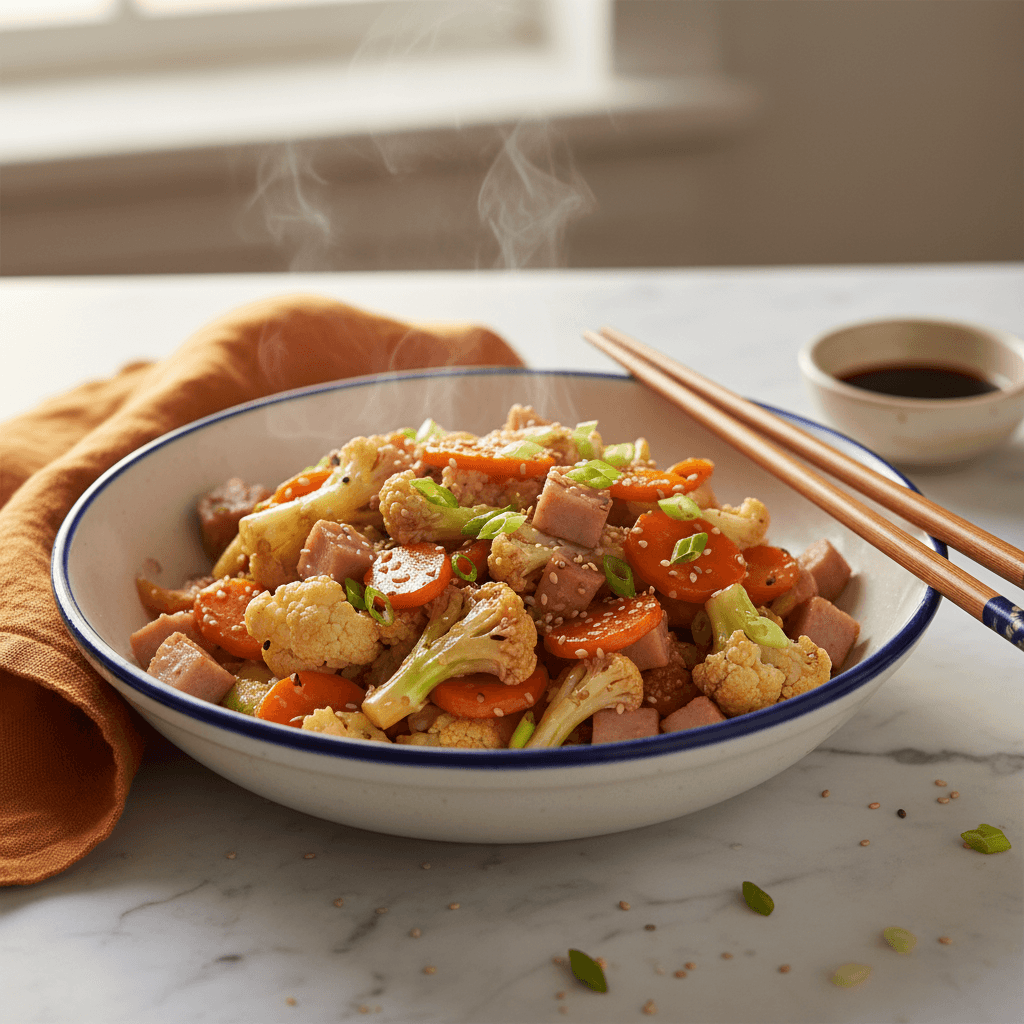 Sauté de Carottes, Chou-fleur et Jambon