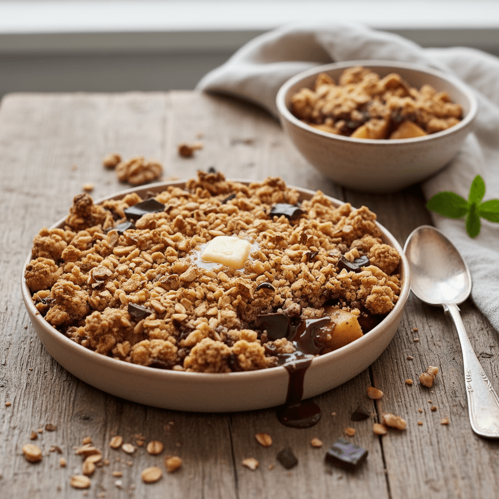 Apple and Chocolate Crumble with Nuts