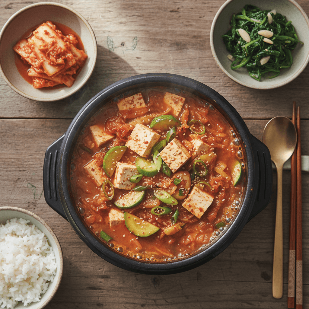 Soupe coréenne au tofu et kimchi