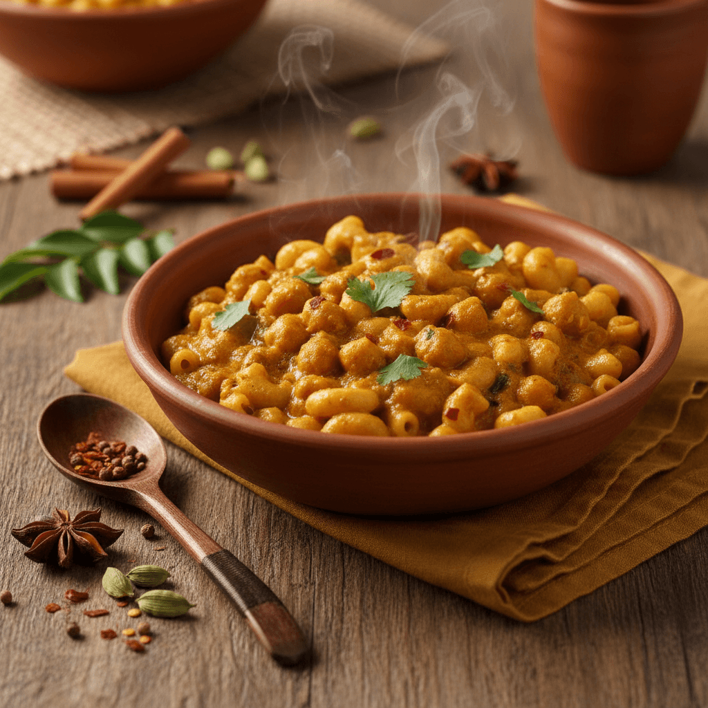 Kichererbsen-Curry mit Muschelnudeln