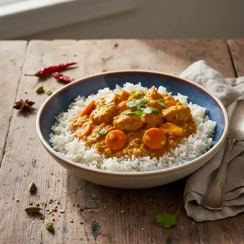 Curry Rapide de Poulet aux Carottes et Flocons d'Avoine