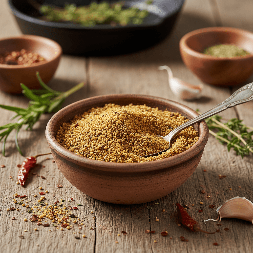 Gegrilltes Quinoa-Pulver mit Kräutern