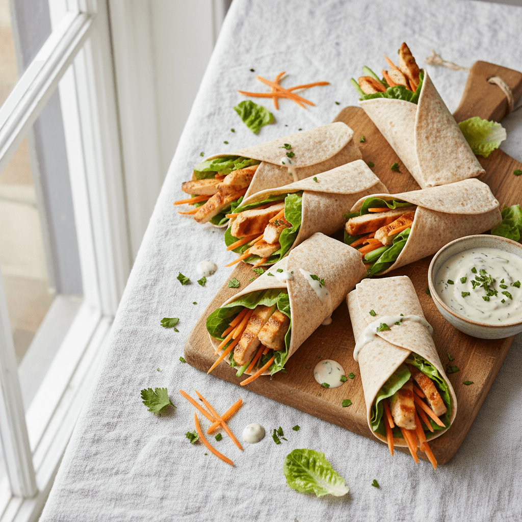 Wraps au poulet et légumes frais