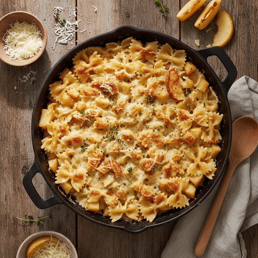 Farfalles en Gratin aux Pommes et Comté