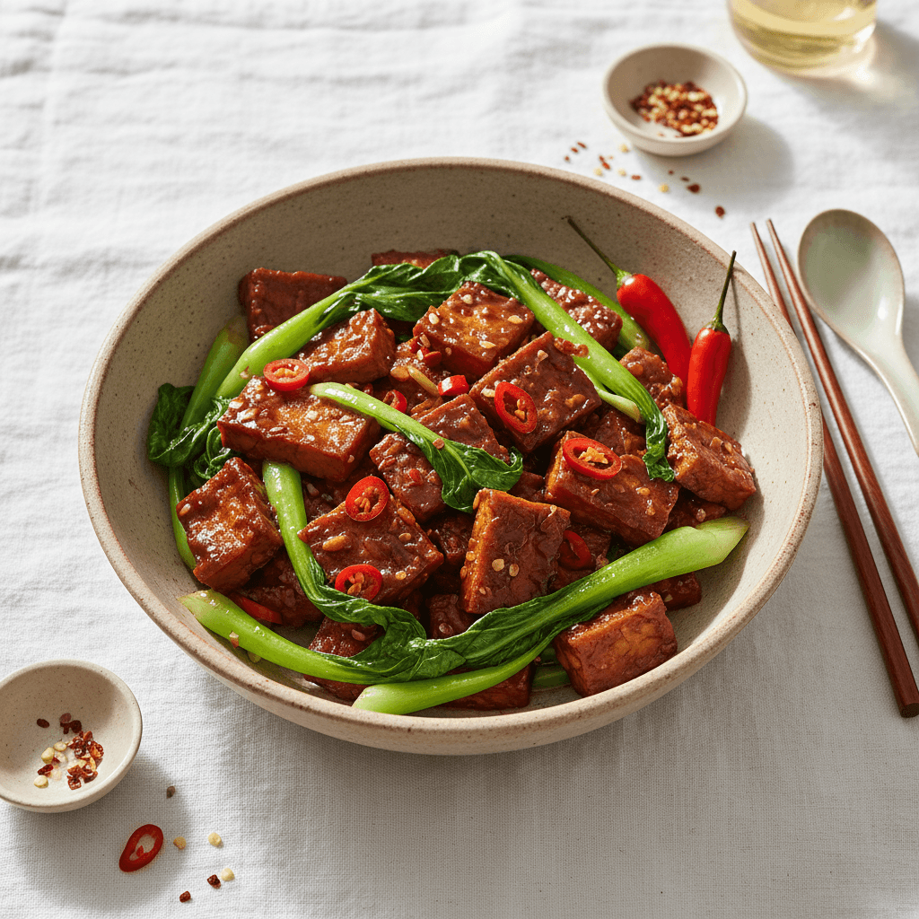 Sauté de tempeh à l'indonésienne aux pak choï