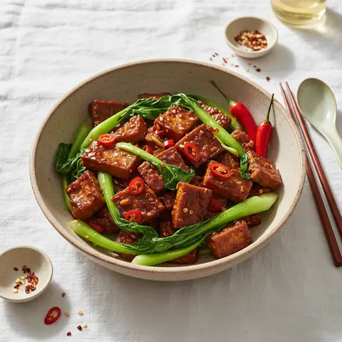 Sauté de tempeh à l'indonésienne aux pak choï