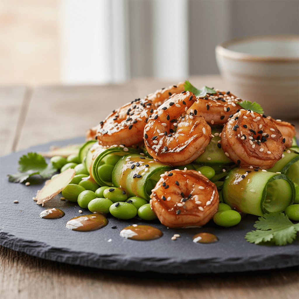 Salade japonaise de crevettes au sésame