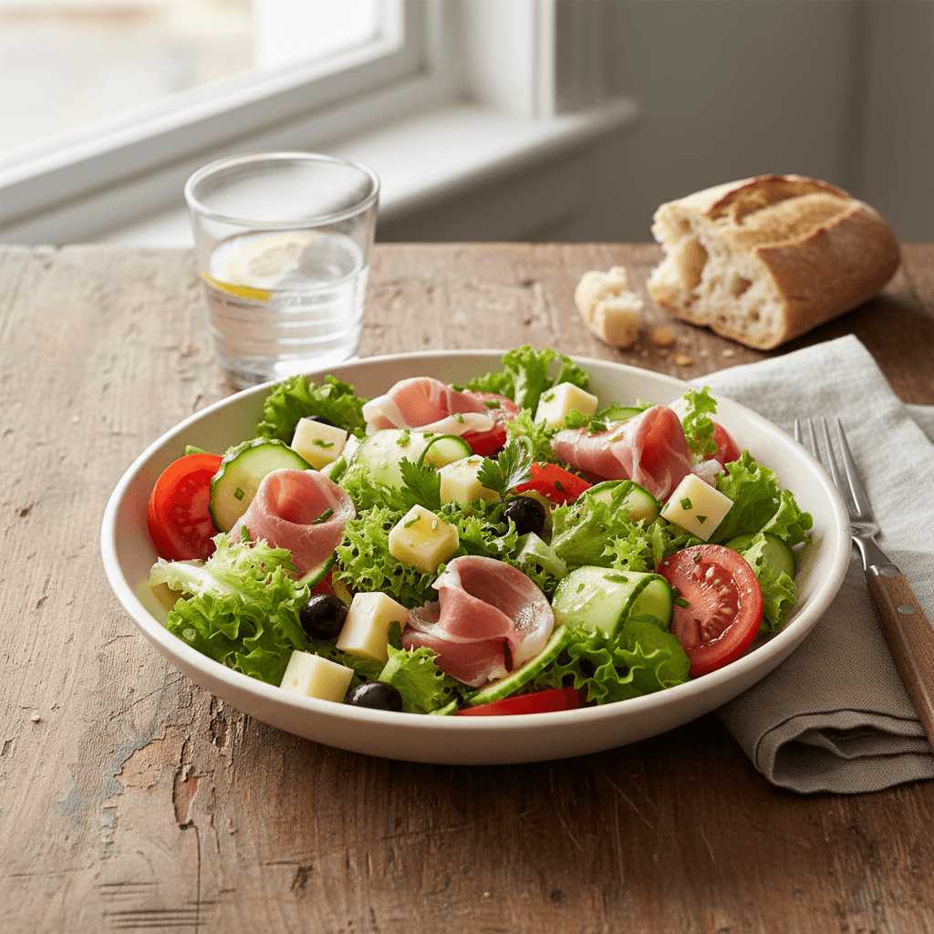 Salade composée jambon-fromage