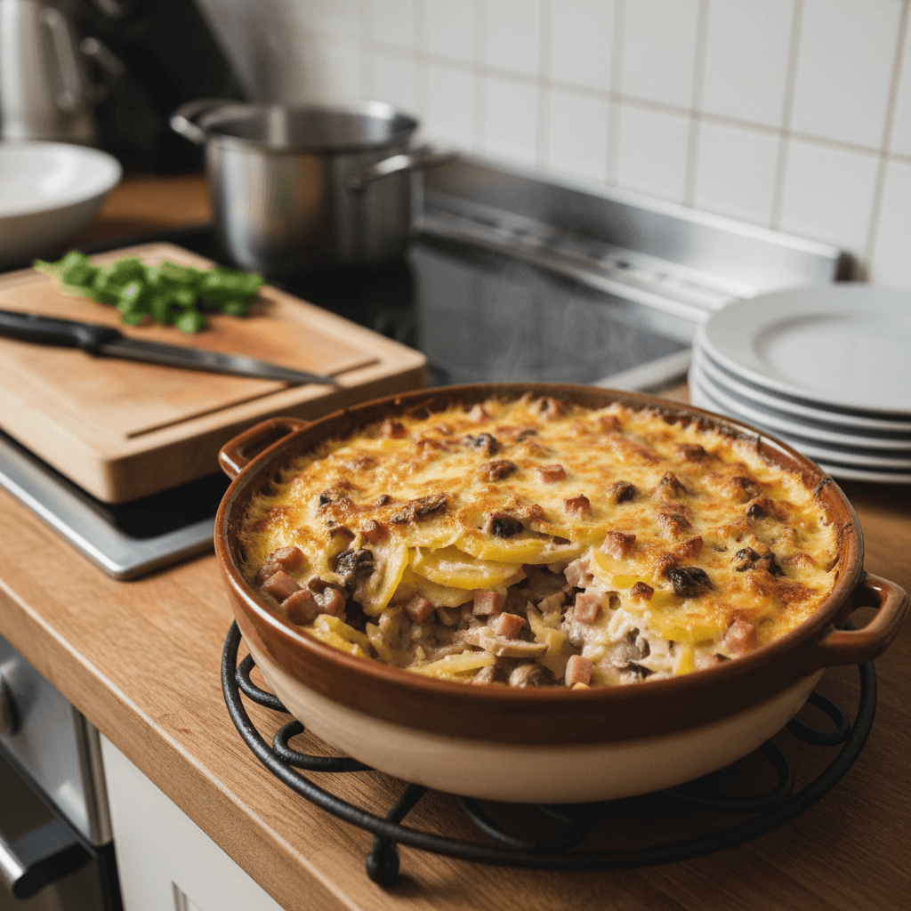Gratin de pommes de terre et champignons