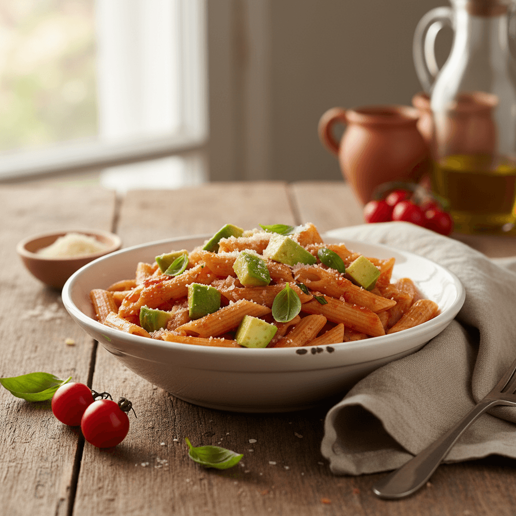 Pasta with Tomato and Avocado