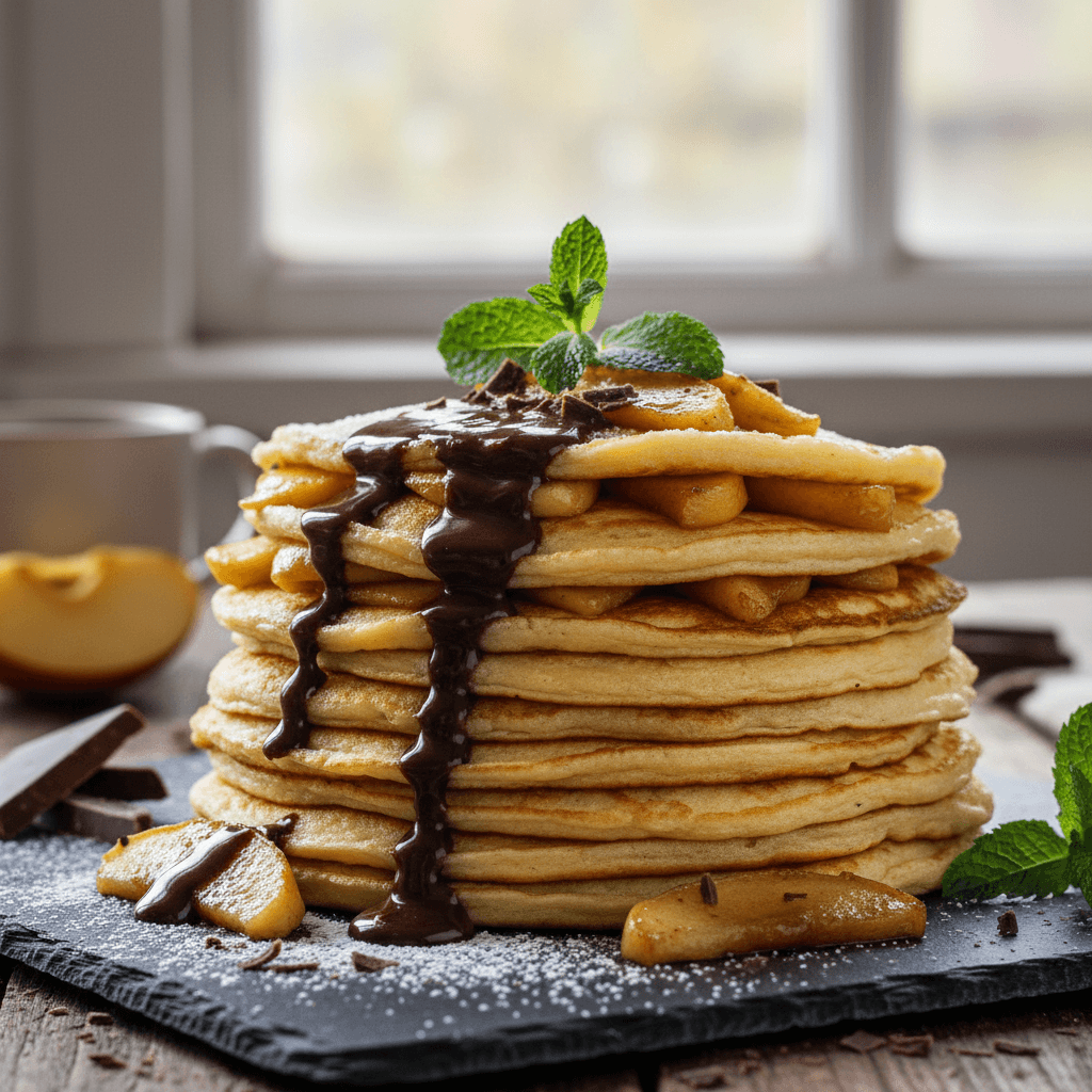 Crêpes aux pommes et chocolat