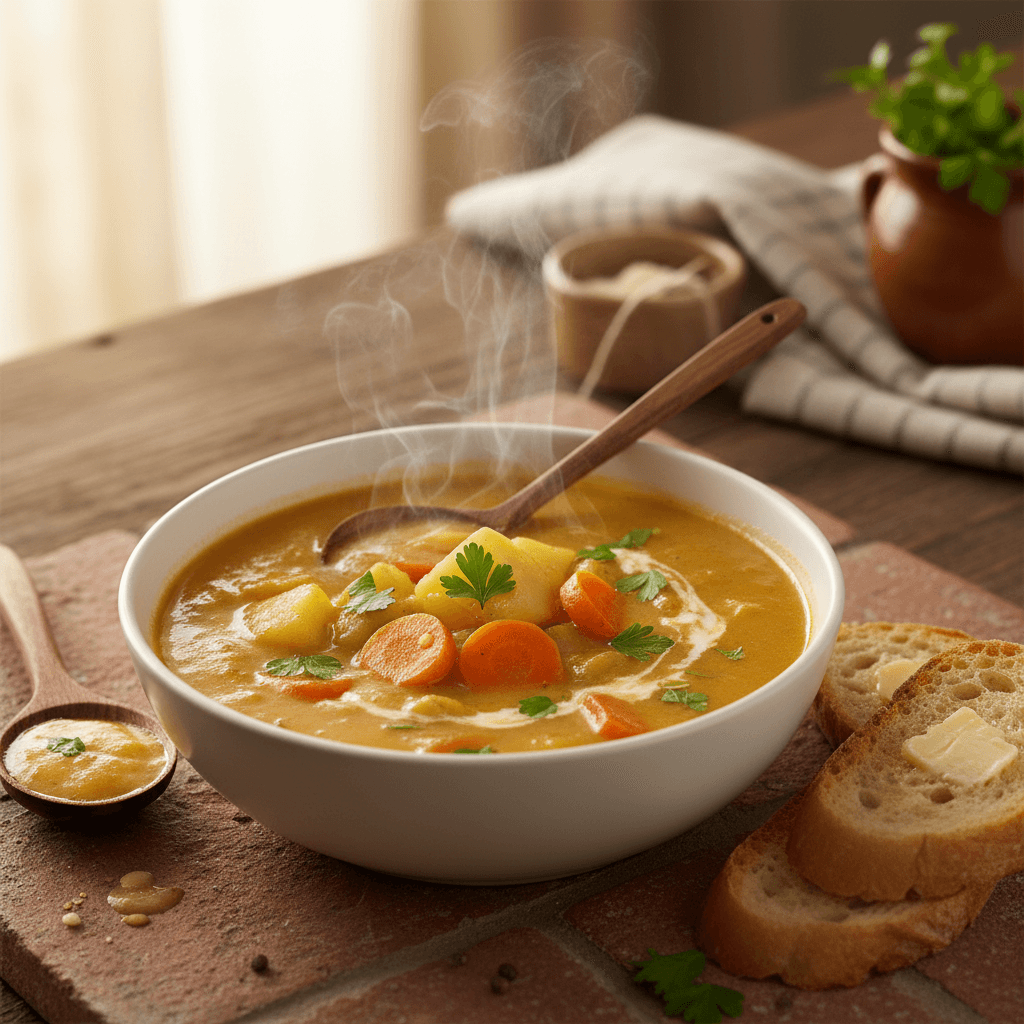Soupe de pommes de terre et carotte