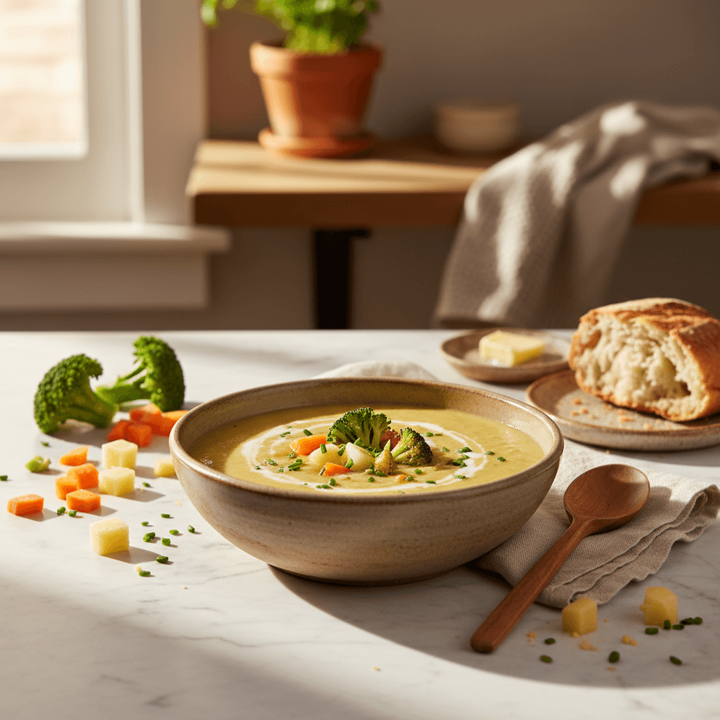 Soupe de brocoli, carotte et pomme de terre