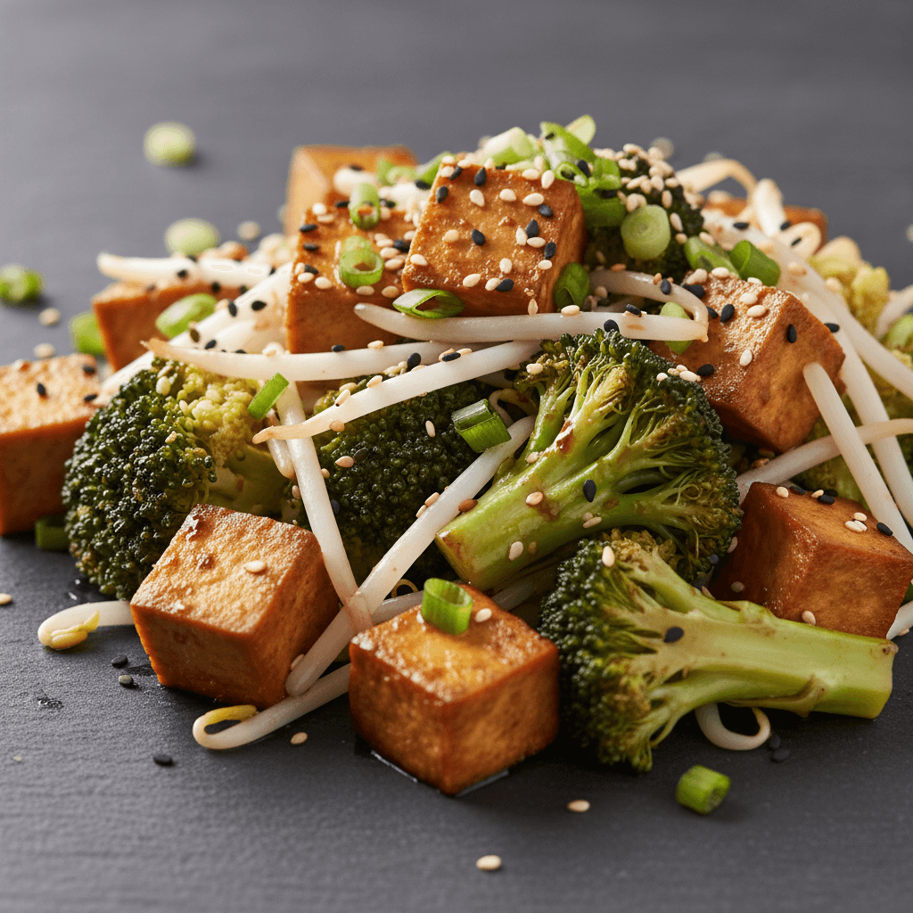 Salade chinoise de tofu fumé et brocoli au sésame