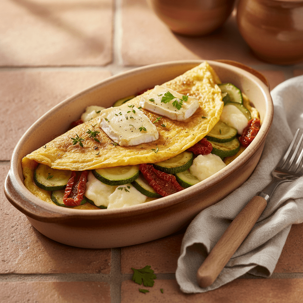 Omelette provençale aux courgettes et chèvre