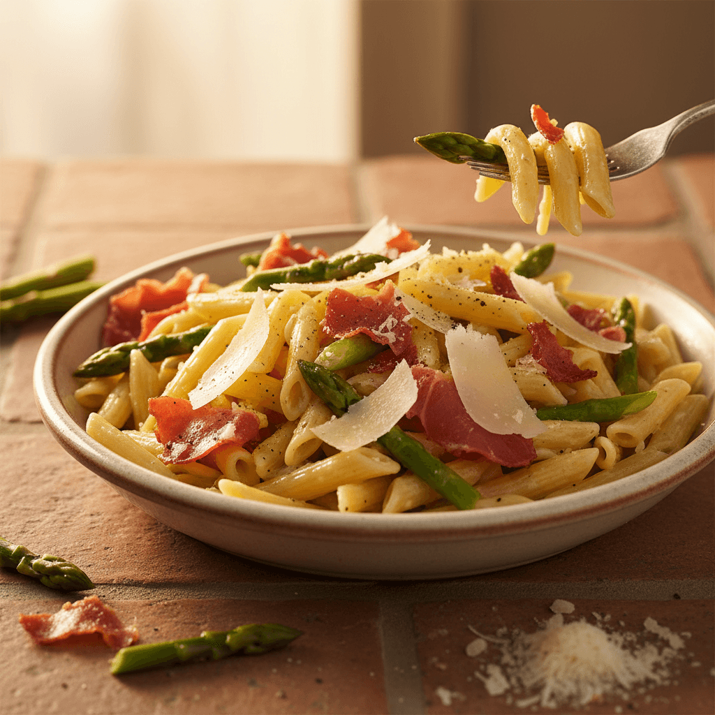 Pâtes Asperges Jambon Parmesan