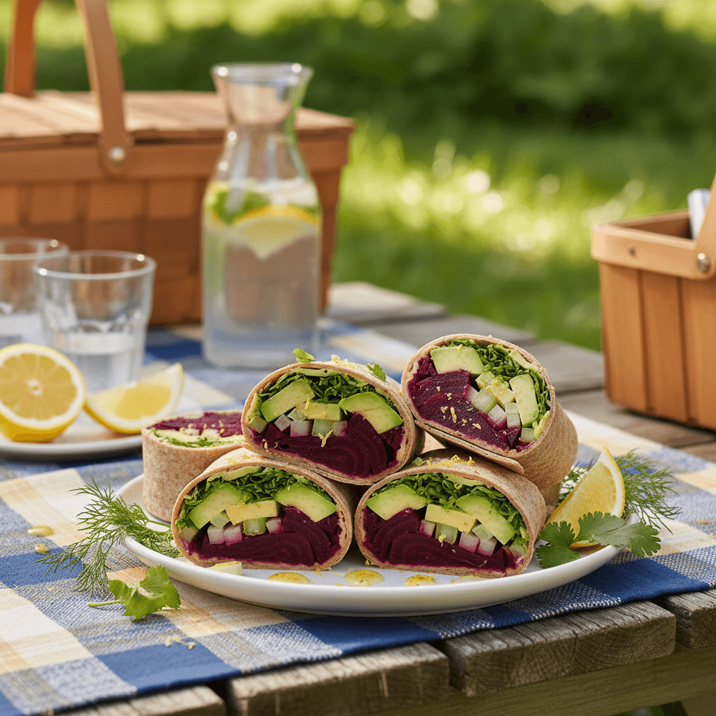 Wraps végétariens à l'avocat et betterave