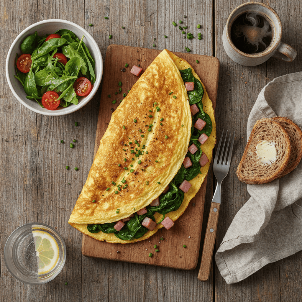 Omelette aux Épinards et Jambon