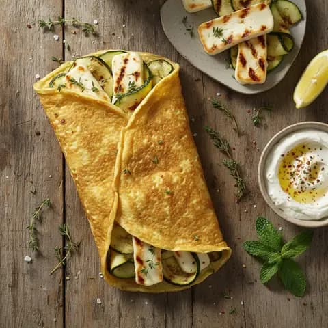 Wrap d'œuf au halloumi et courgette grillée