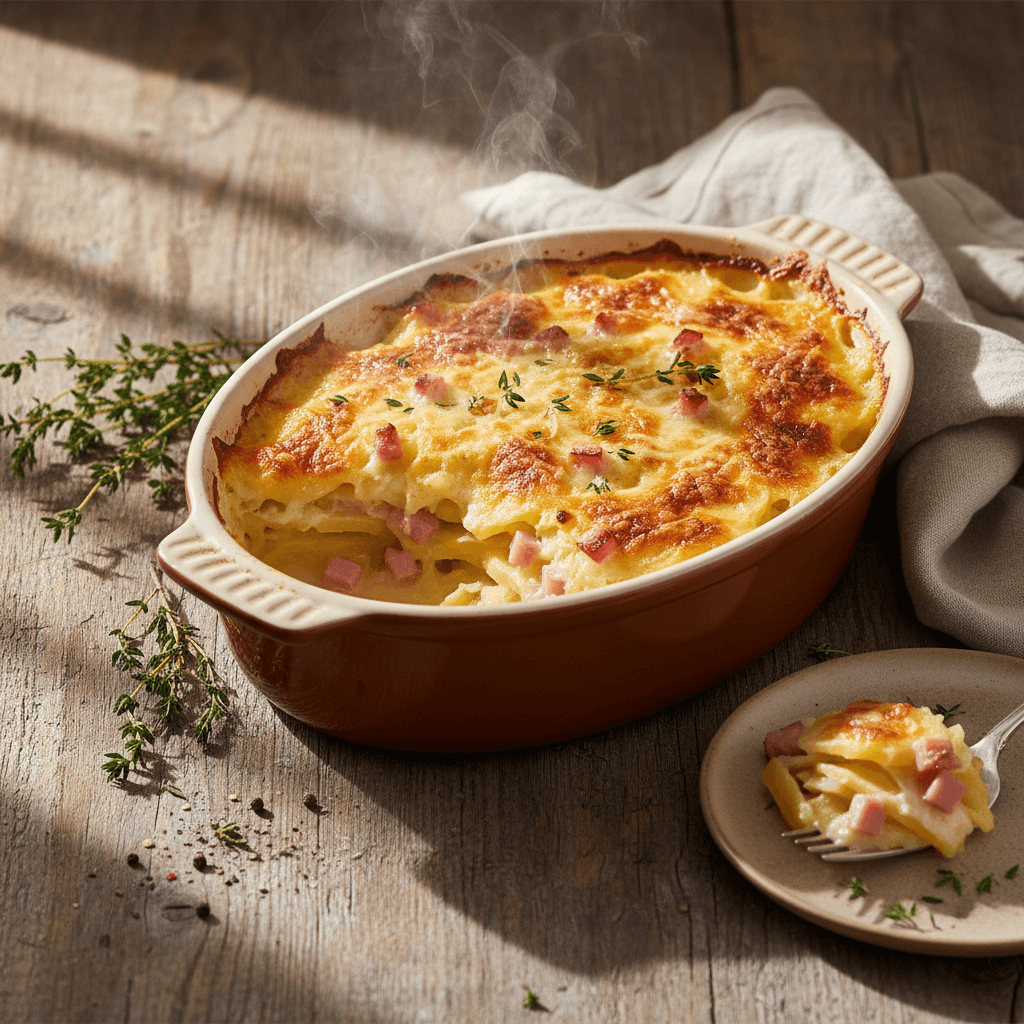 Kartoffel- und Schinkengratin
