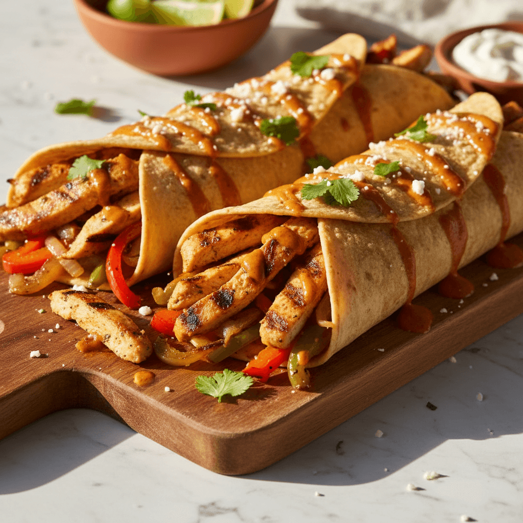 Wraps mexicains aux fajitas de poulet