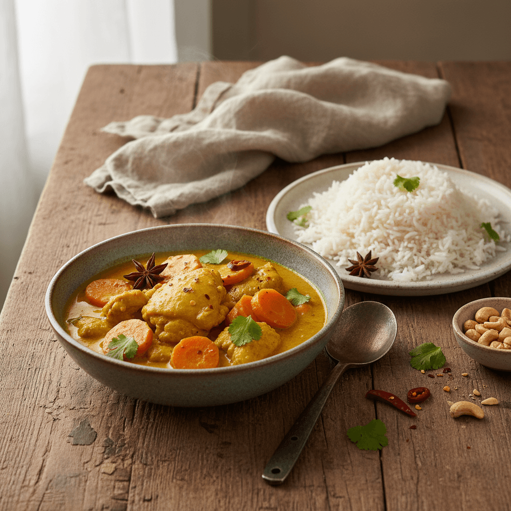 Asiatisches Hühnercurry mit Reis
