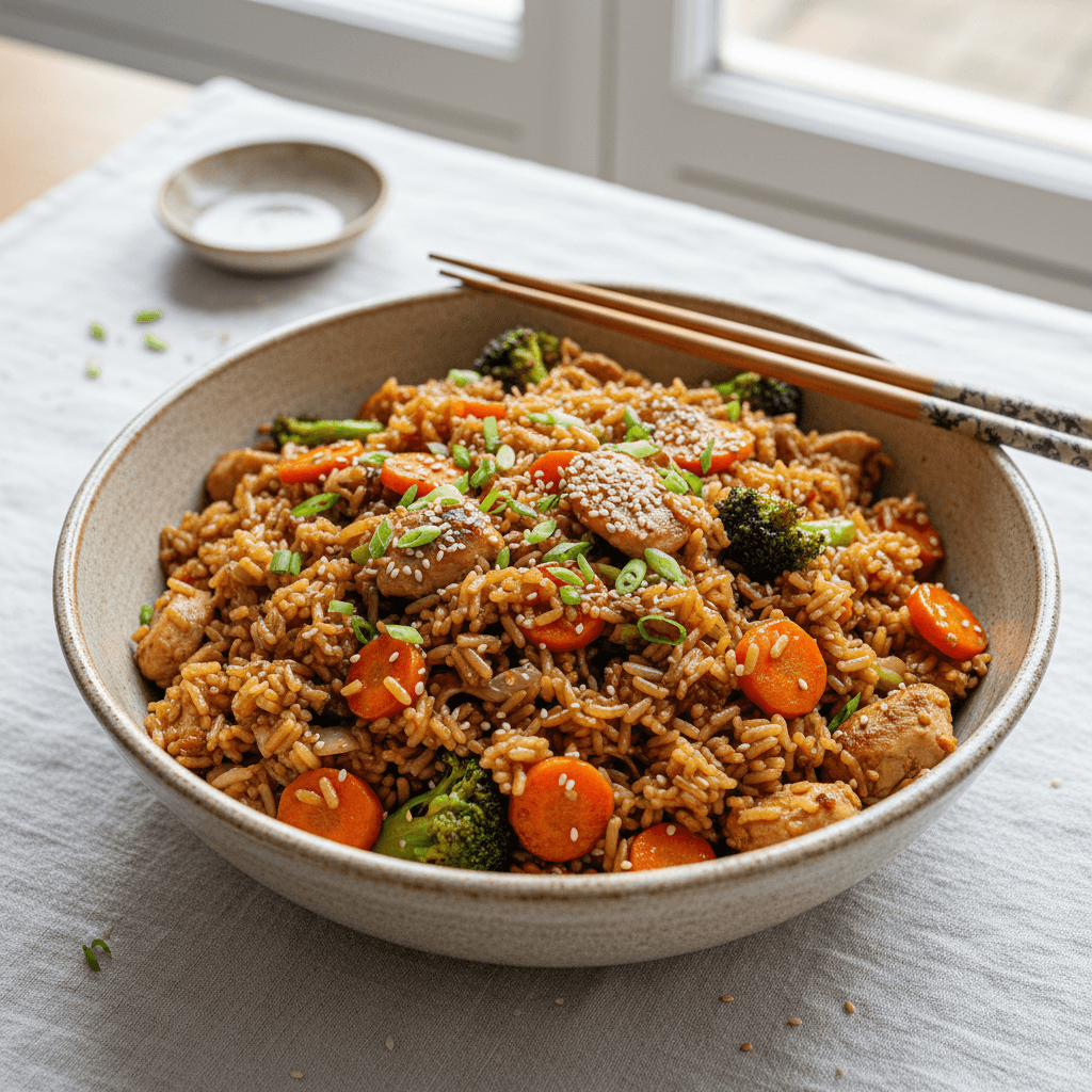 Riz Sauté Asiatique Poulet-Légumes