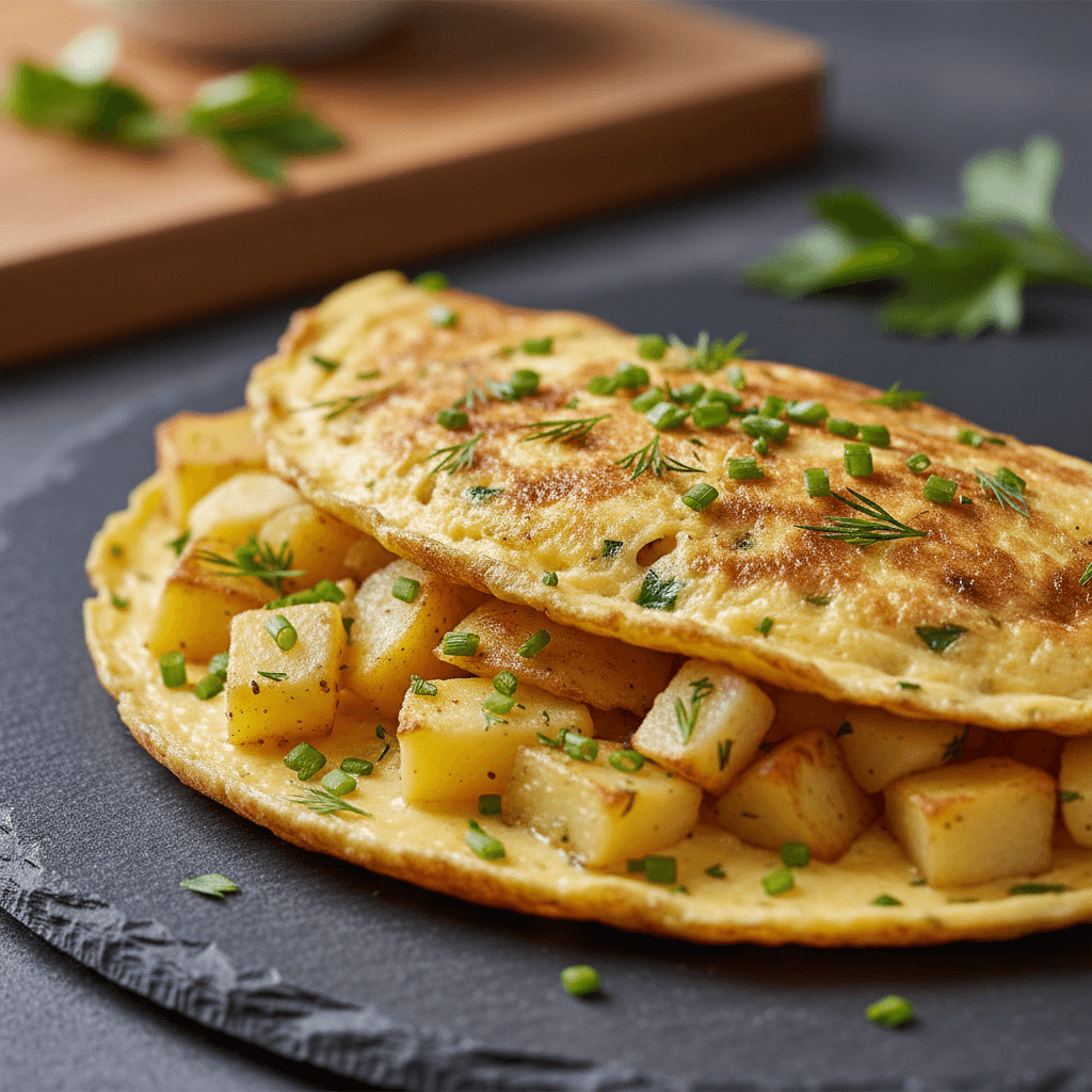 Omelette aux pommes de terre et herbes fraîches