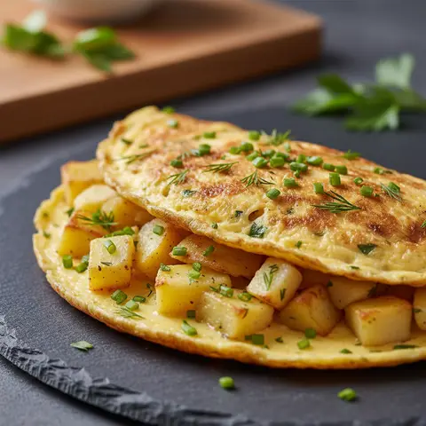 Omelette aux pommes de terre et herbes fraîches