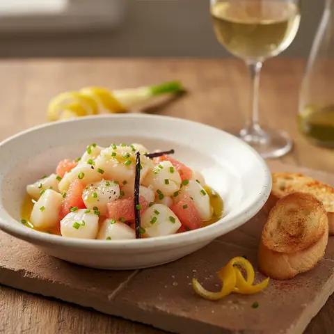 Tartare de Saint-Jacques à la vanille et agrumes