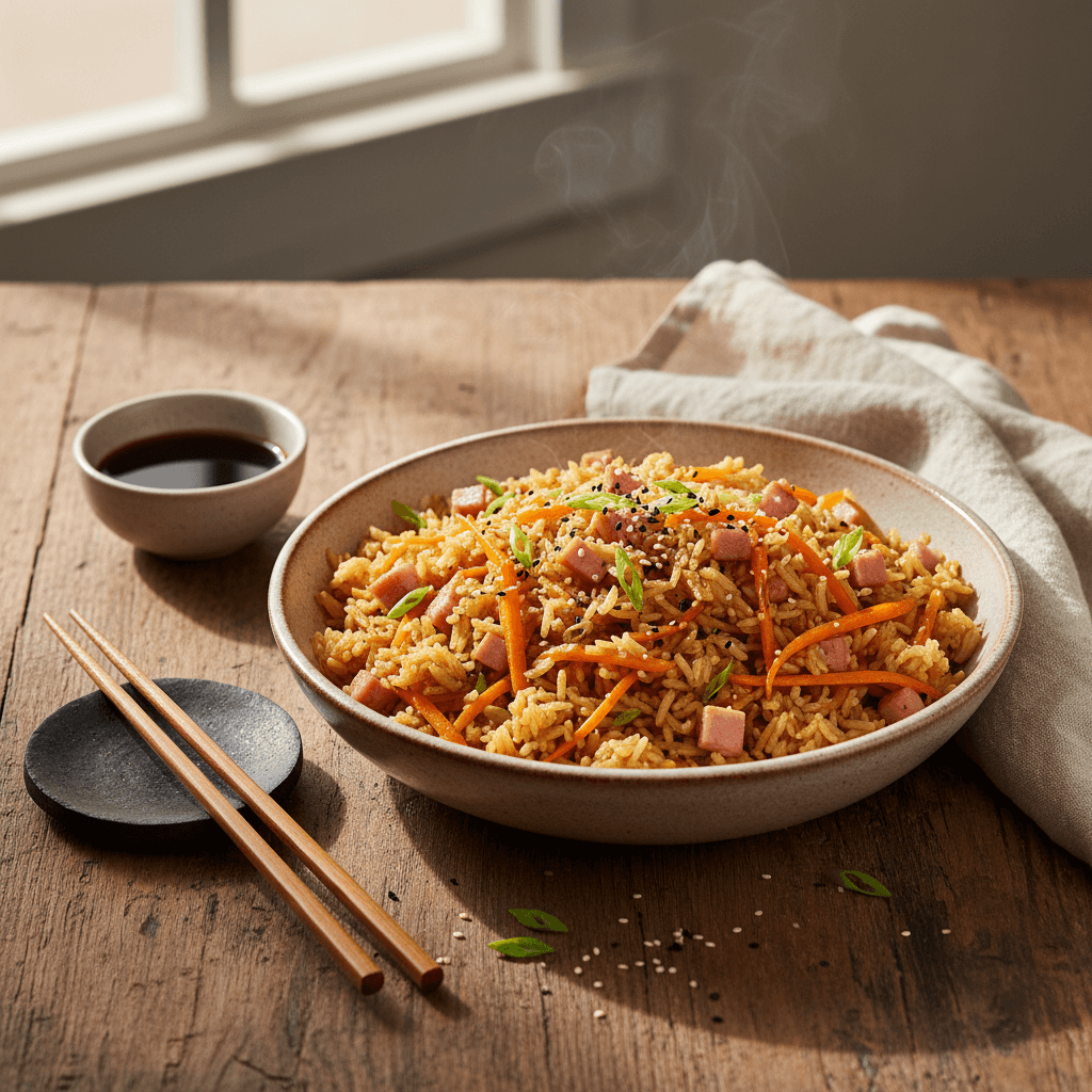 Riz Sauté au Jambon et Carottes