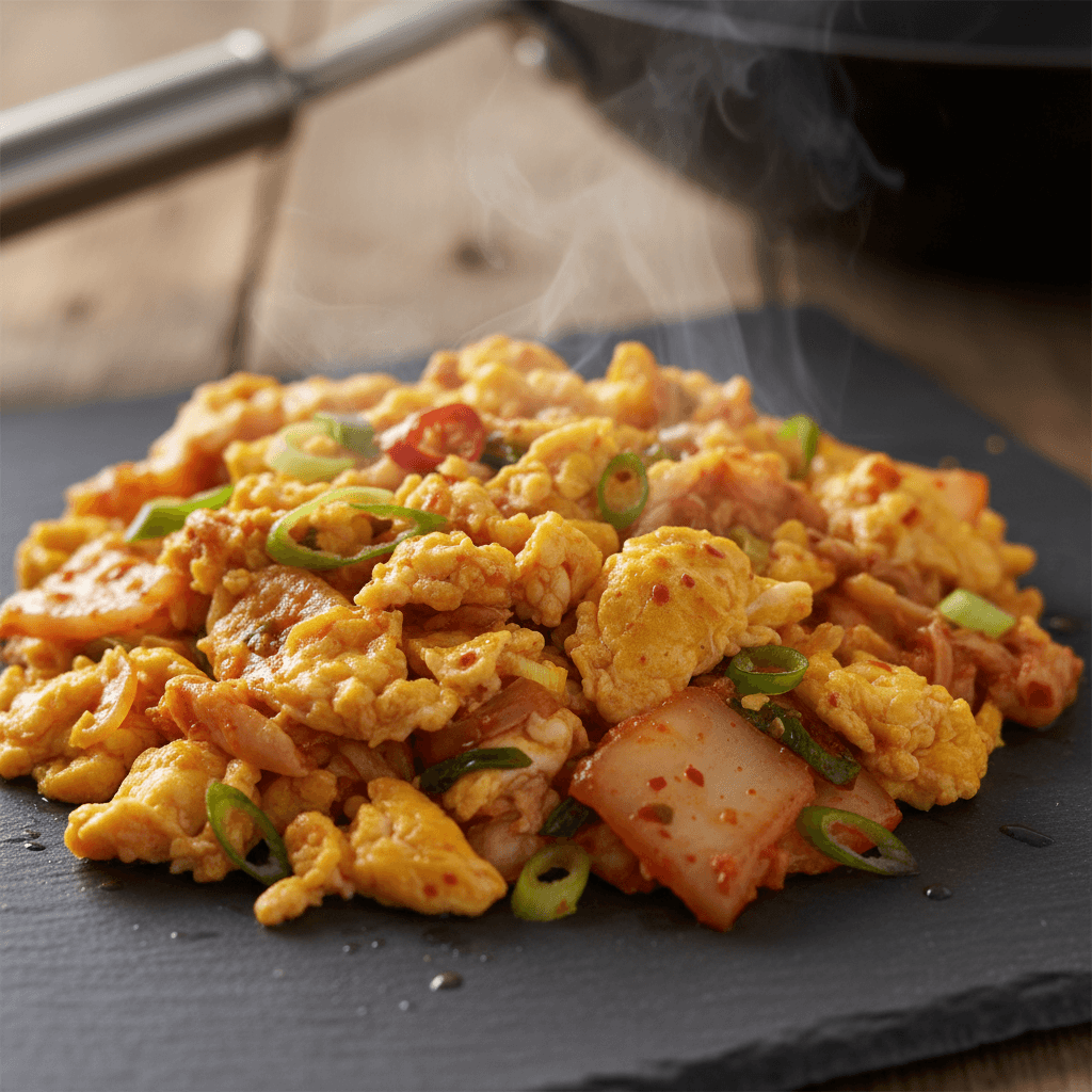 Sauté coréen aux œufs et kimchi
