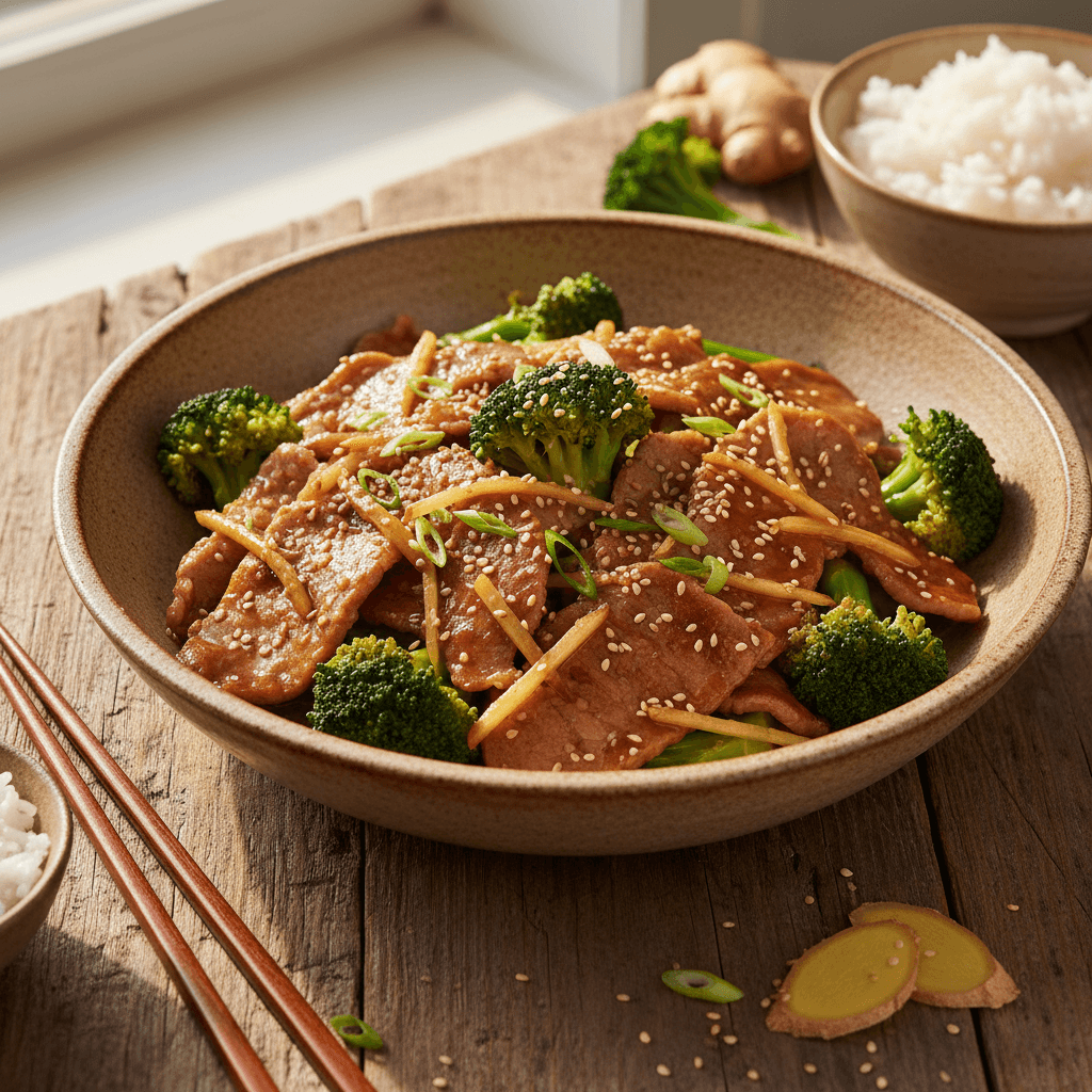 Stir-Fried Pork with Ginger and Broccoli