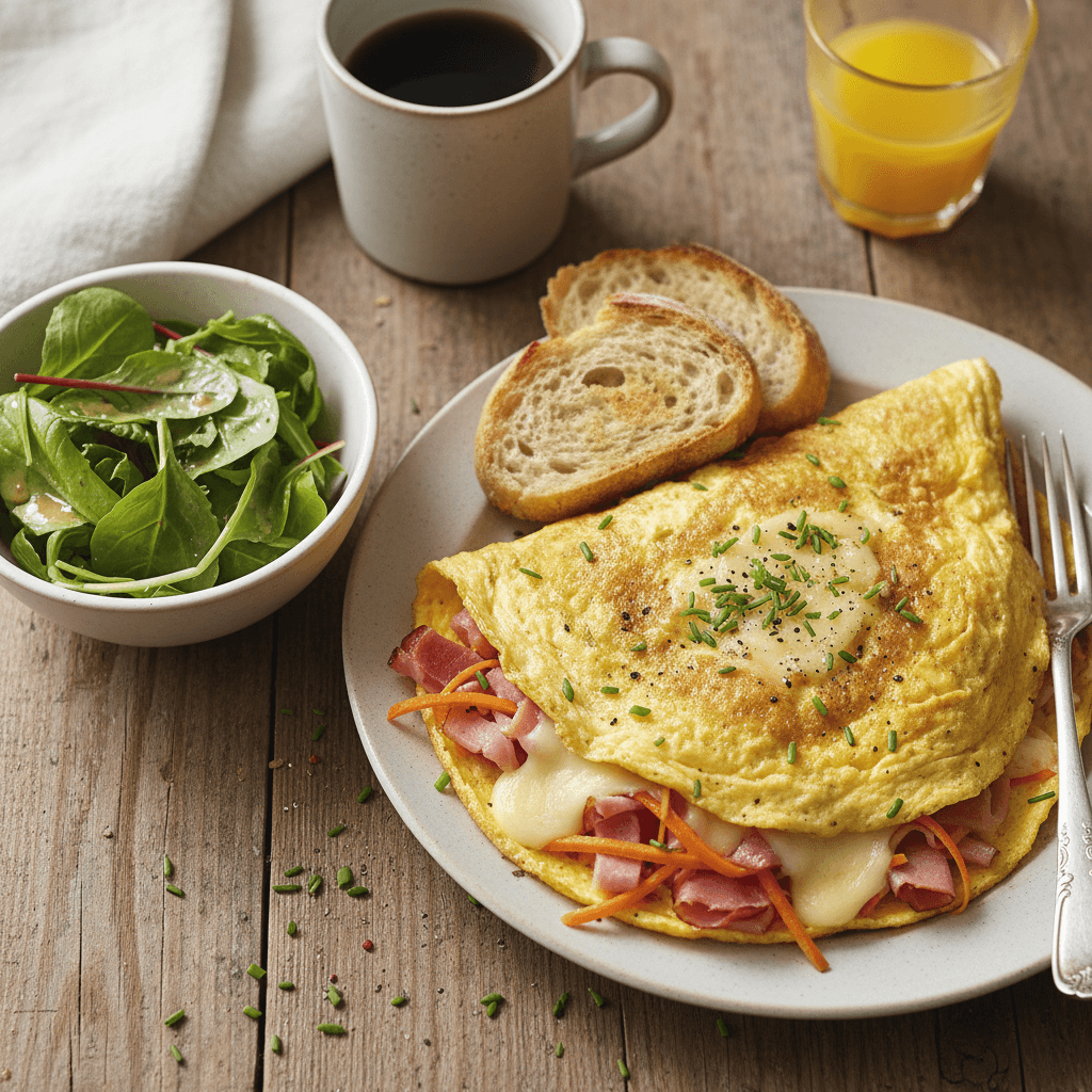 Ham, Cheese, and Carrot Omelet