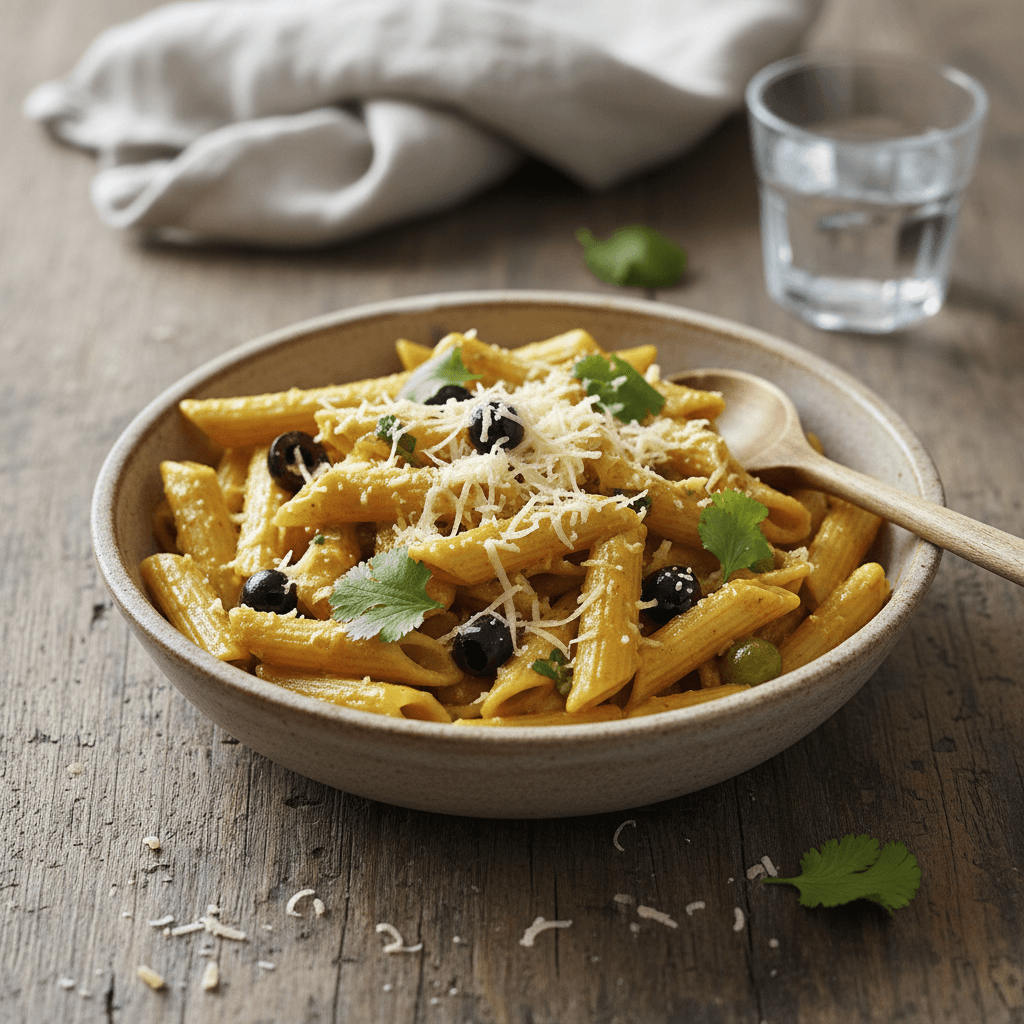 Penne aux Olives et Curry