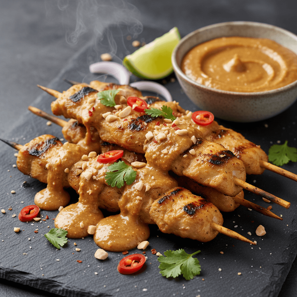 Satay Ayam dengan Bumbu Kacang