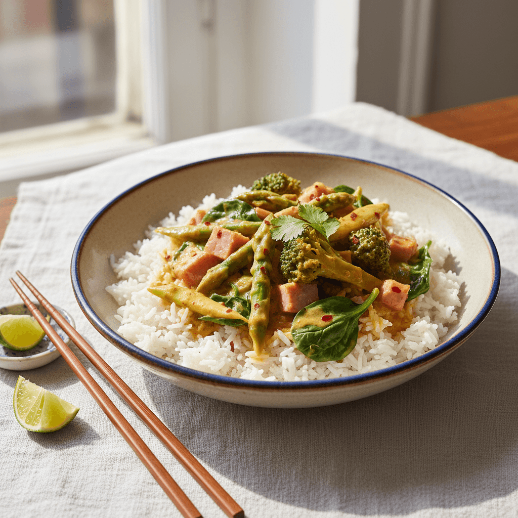 Curry Asiatique de Légumes et Jambon