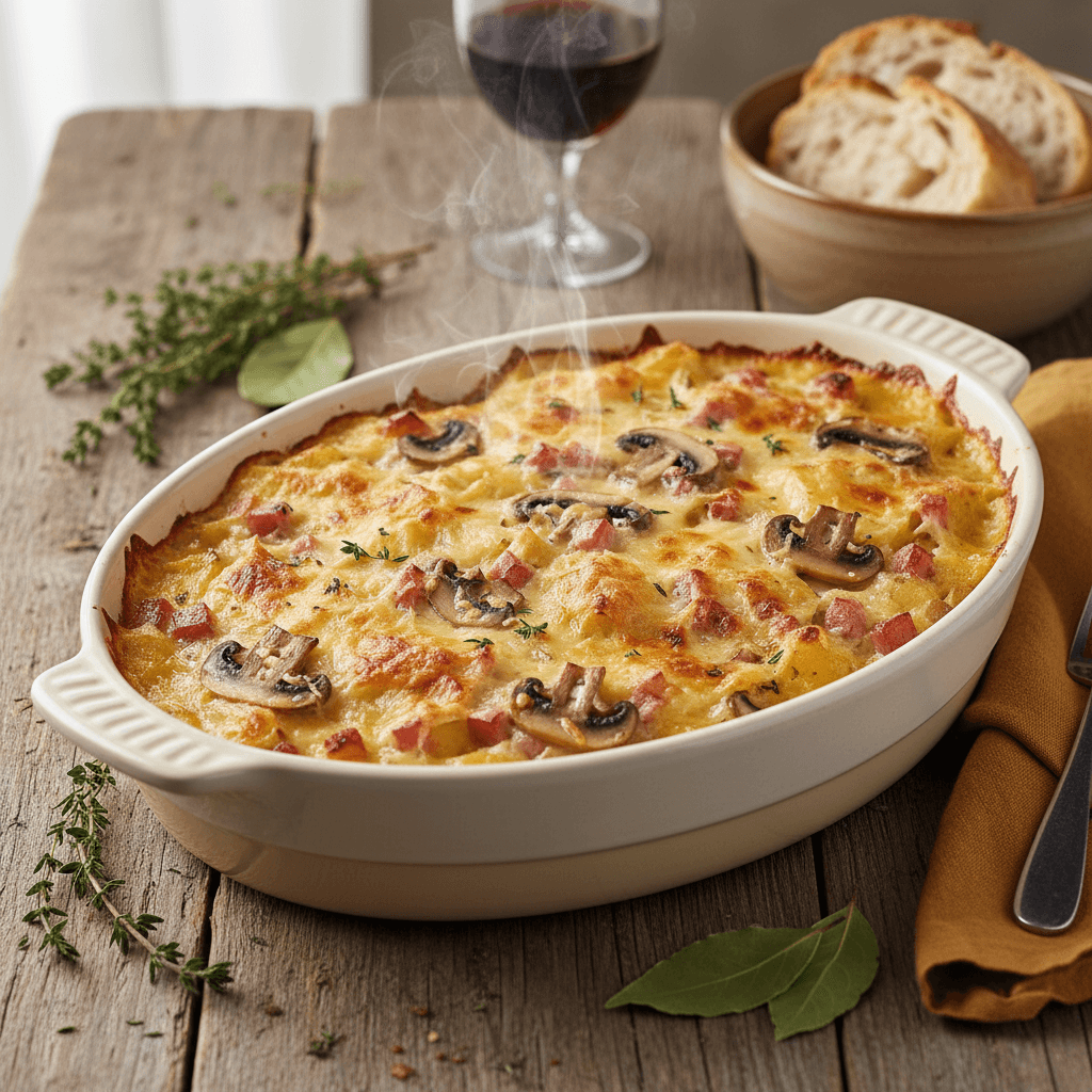 Kartoffel-Schinken-Pilz-Auflauf